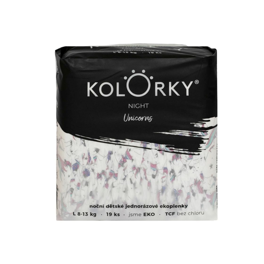 KOLORKY NIGHT Jednorožci vel. L (8-13 kg) noční jednorázové eko plenky 19ks
