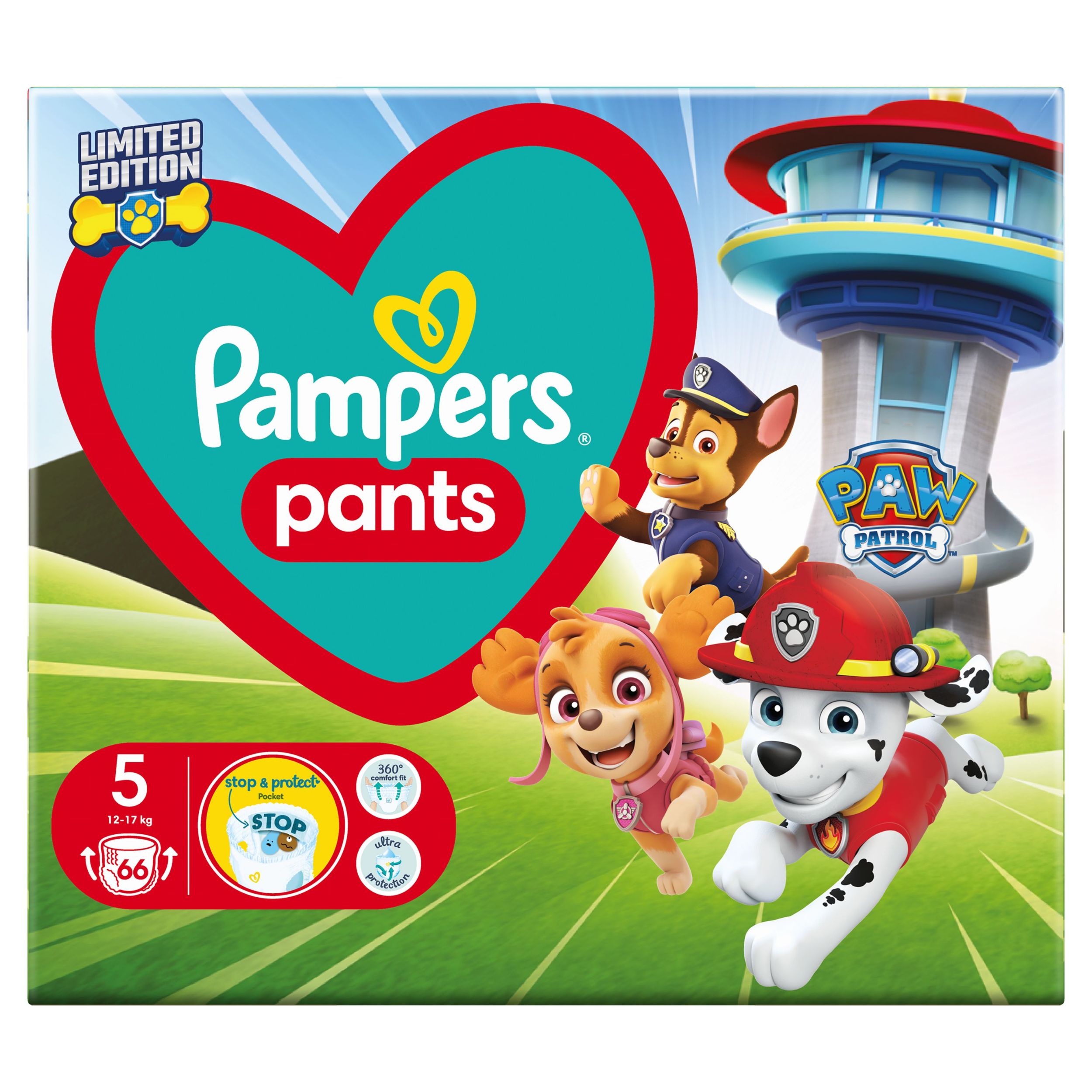 Pampers Baby-Dry Paw Patrol Kalhotkové pleny vel.5, 12-17kg, 66ks