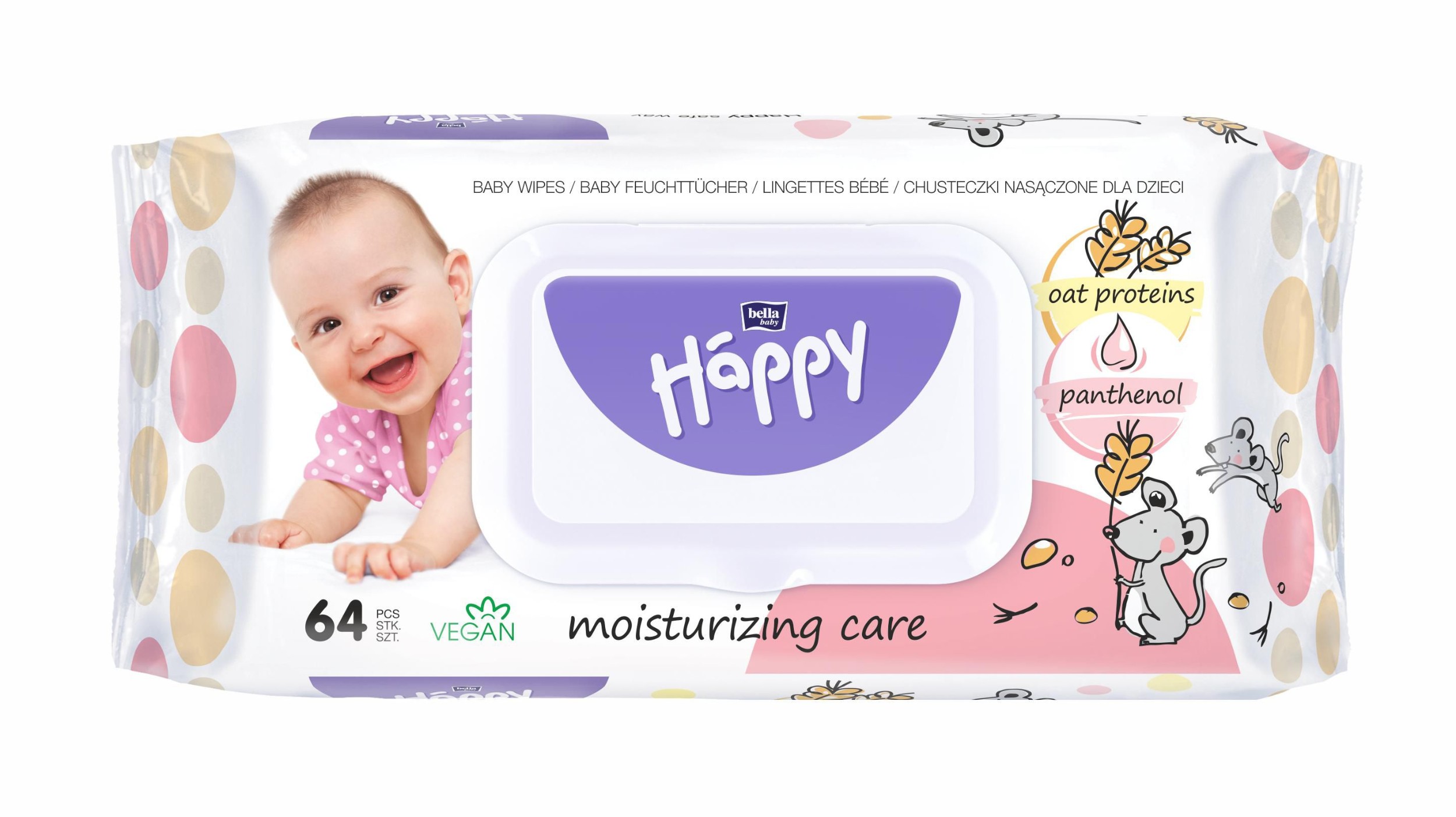 Bella Baby Happy Čisticí ubrousky oat protein a panthenol 64 ks