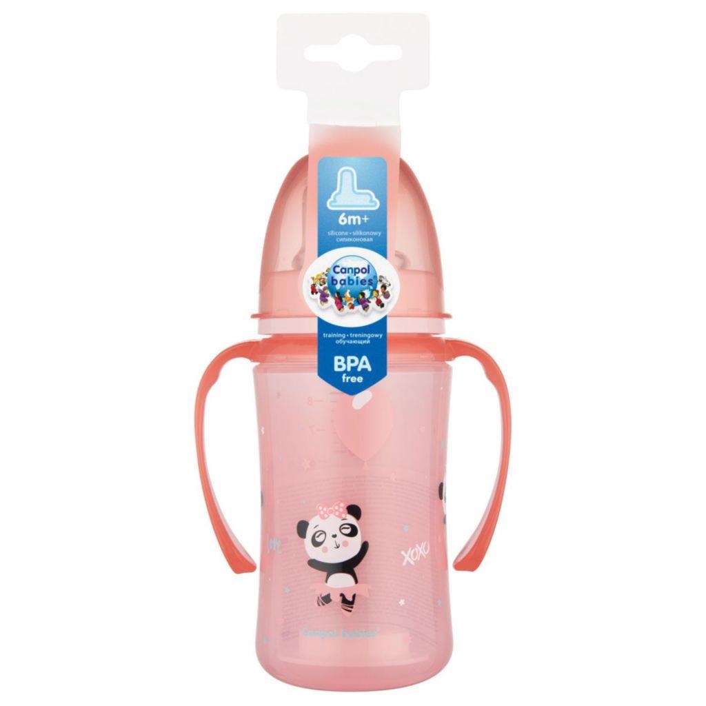 Canpol babies Tréninkový hrneček EXOTIC ANIMALS 240ml růžový