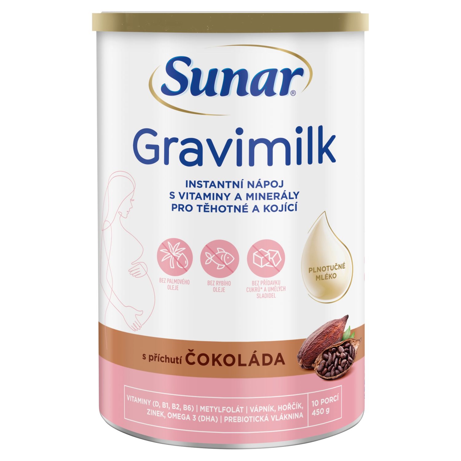Sunar Gravimilk s příchutí čokoláda pro těhotné a kojící ženy 450 g