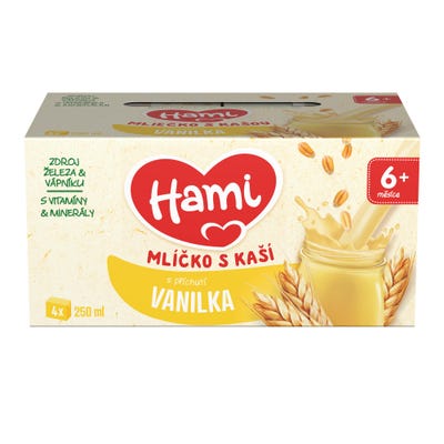 Hami Mlíčko s kaší s příchutí vanilky 4x250ml