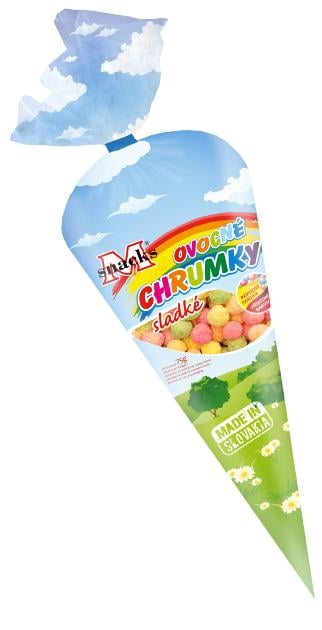 M Snacks Ovocné kukuřičné křupky kornoutek