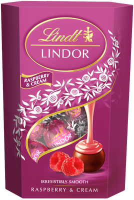 Lindt Lindor pralinky s malinovou a smetanovou náplní