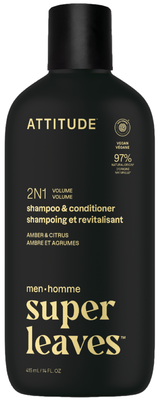 Attitude Pánský šampon a kondicionér pro objem 2v1 Super leaves - Amber a Citrus