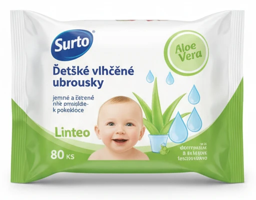 Dětské vlhčené ubrousky Aloe Vera Linteo