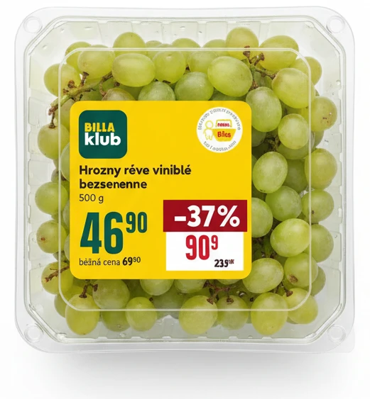 Hrozny révy vinné bílé bezsemenné