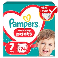 Pampers Active Baby Plenkové Kalhotky, Velikost 7, 74 Kusů, 15kg+