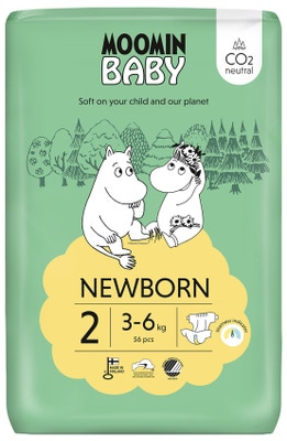 Moomin baby Newborn eko pleny, vel. 2 (3–6 kg)