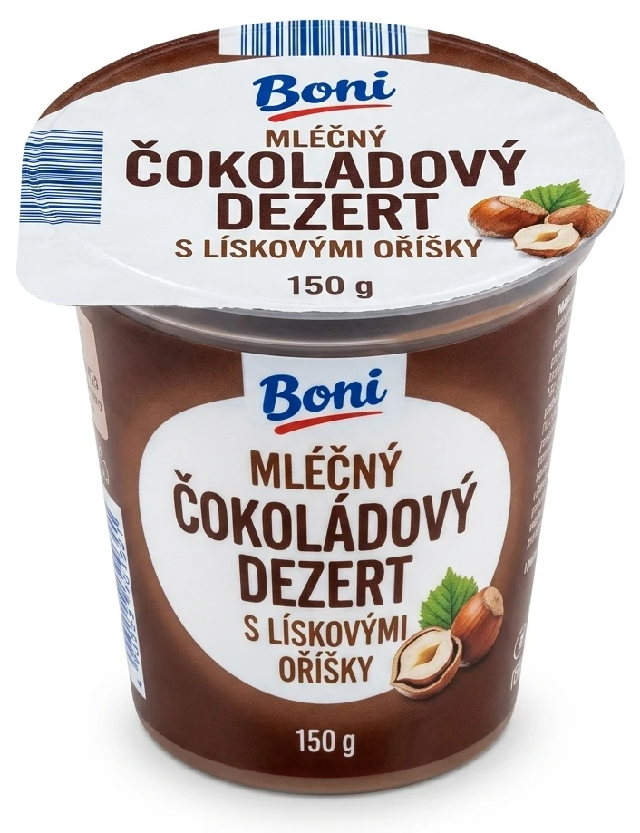 Mléčný čokoládový dezert s lískovými oříšky Boni