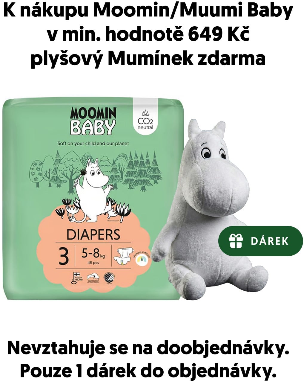 Moomin Baby EKO Jednorázové plenky midi 3 (5–8 kg)