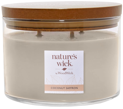 Wood Wick Coconut Saffron Vonná svíčka ve skle velká, 3 knoty
