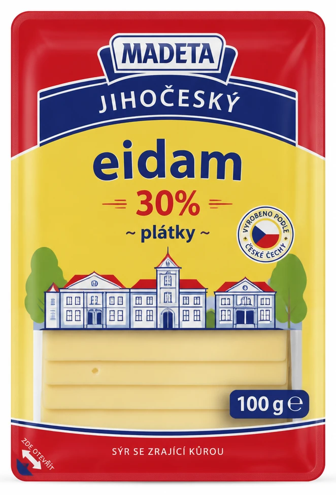 Madeta Jihočeský eidam 30% - plátky