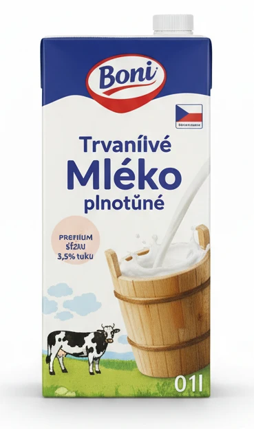 Trvanlivé mléko Boni plnotučné