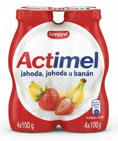Nápoj Actimel jahoda, jahoda a banán
