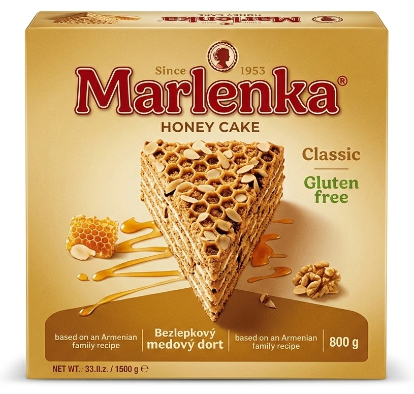 Marlenka bezlepkový medový dort