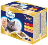 PreVital Dušené filetky hovězí, kuřecí a losos v omáčce 12x85g