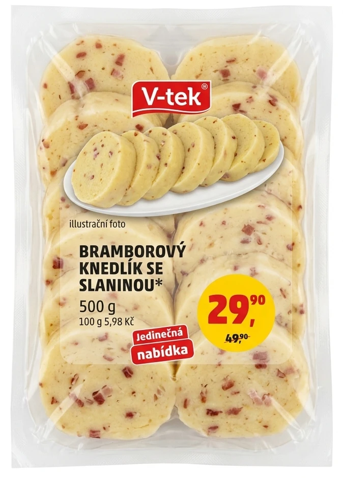 Bramborový knedlík se slaninou
