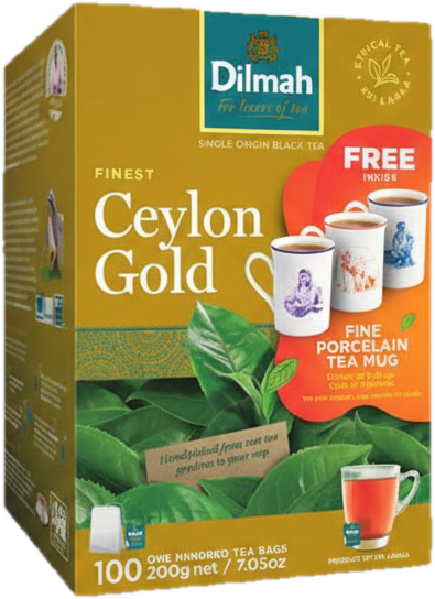 Dilmah Ceylon Gold pravý cejlonský čaj s porcelánovým šálkem (100×2 g)