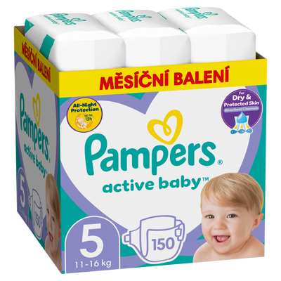 Pampers Plenky Active baby, vel. 5 (11-16 kg), 3x50ks