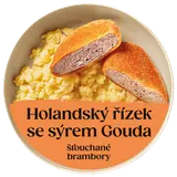 Cibule Bistro Holandský řízek se sýrem Gouda, šťouchané brambory