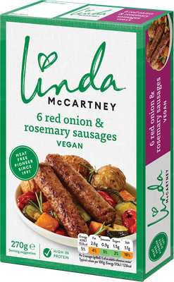 Linda McCartney's Veganské  klobásky s červenou cibulí a rozmarýnem 6 ks
