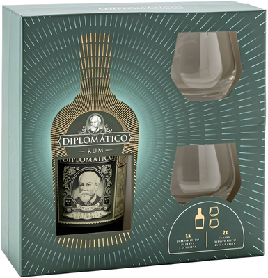 Diplomático Reserva Exclusiva (40%) + 2x sklenice (dárkové balení)
