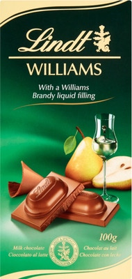 Lindt Mléčná čokoláda s hruškovicí hrušek odrůdy Williams