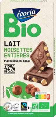 Ivoria BIO Mléčná čokoláda s celými lískovými oříšky