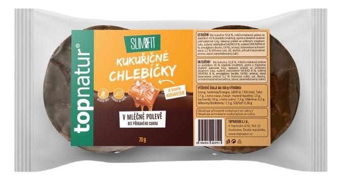 Topnatur Slim & Fit Kukuřičné chlebíčky se slaným karamelem v mléčné polevě