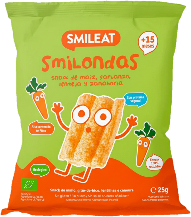 Smileat BIO Kukuřičné křupky cizrna, čočka, mrkev s olivovým olejem a vitamínem B1