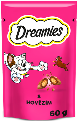 Dreamies Polštářky s hovězím masem doplňkové krmivo pro kočky a koťata
