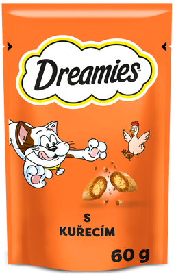 Dreamies Polštářky s kuřecím masem doplňkové krmivo pro kočky a koťata