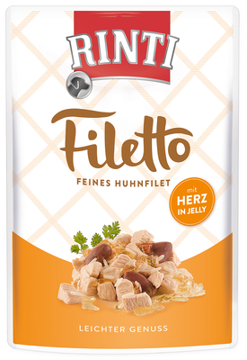 Rinti Filetto Adult kuřecí a kuřecí srdce v želé, kapsička pro psy