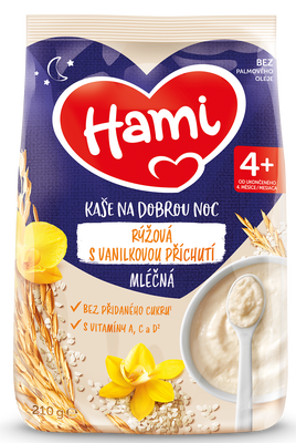 Hami Mléčná rýžová kaše na dobrou noc s Vanilkovou příchutí