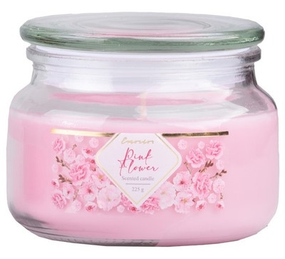 Emocio Pink Flower vonná svíčka, sklo (100 x 79 mm) se skleněným víčkem