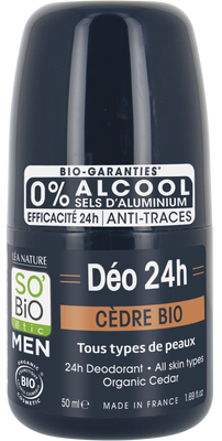 SO’BiO étic Deodorant roll-on 24h MEN BIO, cedr