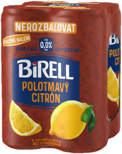 Birell 0.0 Polotmavý citron nealkoholické pivo 4×0,33 l plech