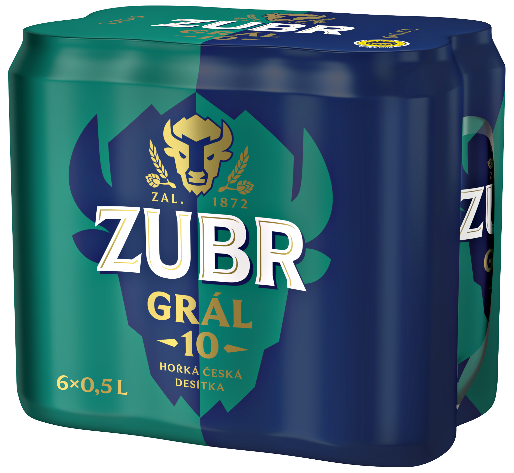 Zubr Grál 10 výčepní pivo plech (6×0,5 l)