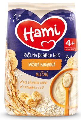 Hami Mléčná rýžová kaše na dobrou noc Banánová