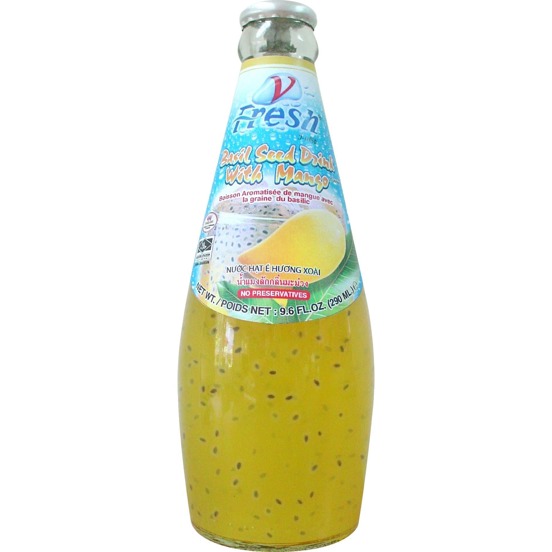 V-Fresh Mangový nápoj s bazalkovými semínky