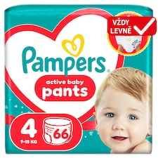 Pampers Active Baby Plenkové Kalhotky, Velikost 4, 66 Kusů, 9kg-15kg