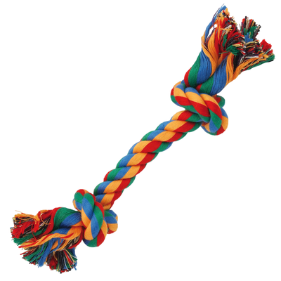 Dog Fantasy Hračka uzel bavlněný, barevný, 2 knoty, 20cm