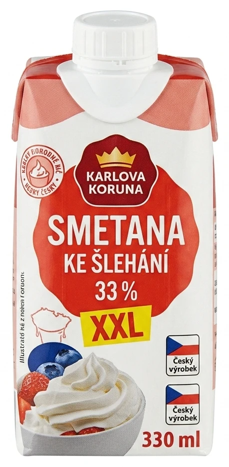 Smetana ke šlehání 33% XXL Karlova koruna