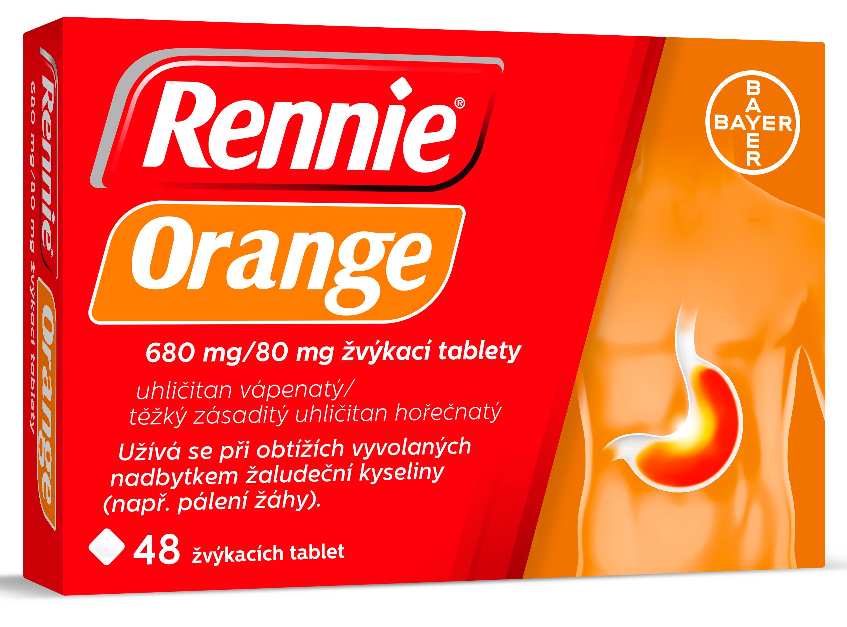 RENNIE ORANGE 680MG/80MG žvýkací tableta 48
