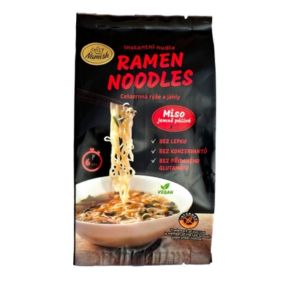 Ňamish Instantní nudle celozrnná rýže a jáhly - miso jemně pálivé bez lepku