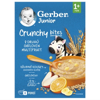 Gerber Junior nemléčná kaše ovocná s křupavými kousky