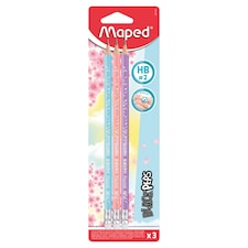 Maped Black' Peps Pastel grafitová tužka s pryží HB2 3 ks