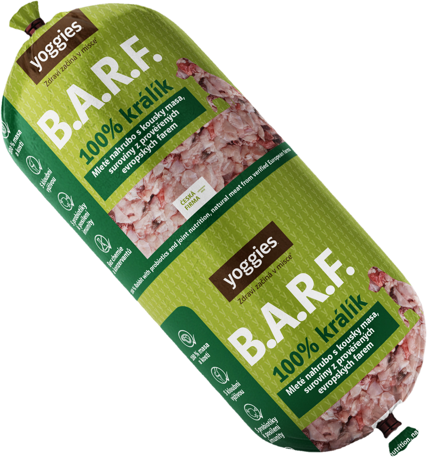 Yoggies B.A.R.F. 100% králík s probiotiky, mražené