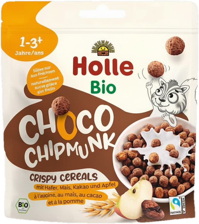 Holle BIO Choco Chipmunk cereálie kakao a jablko